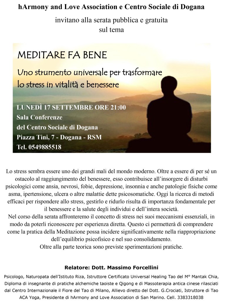 Conferenza MEDITARE FA BENE